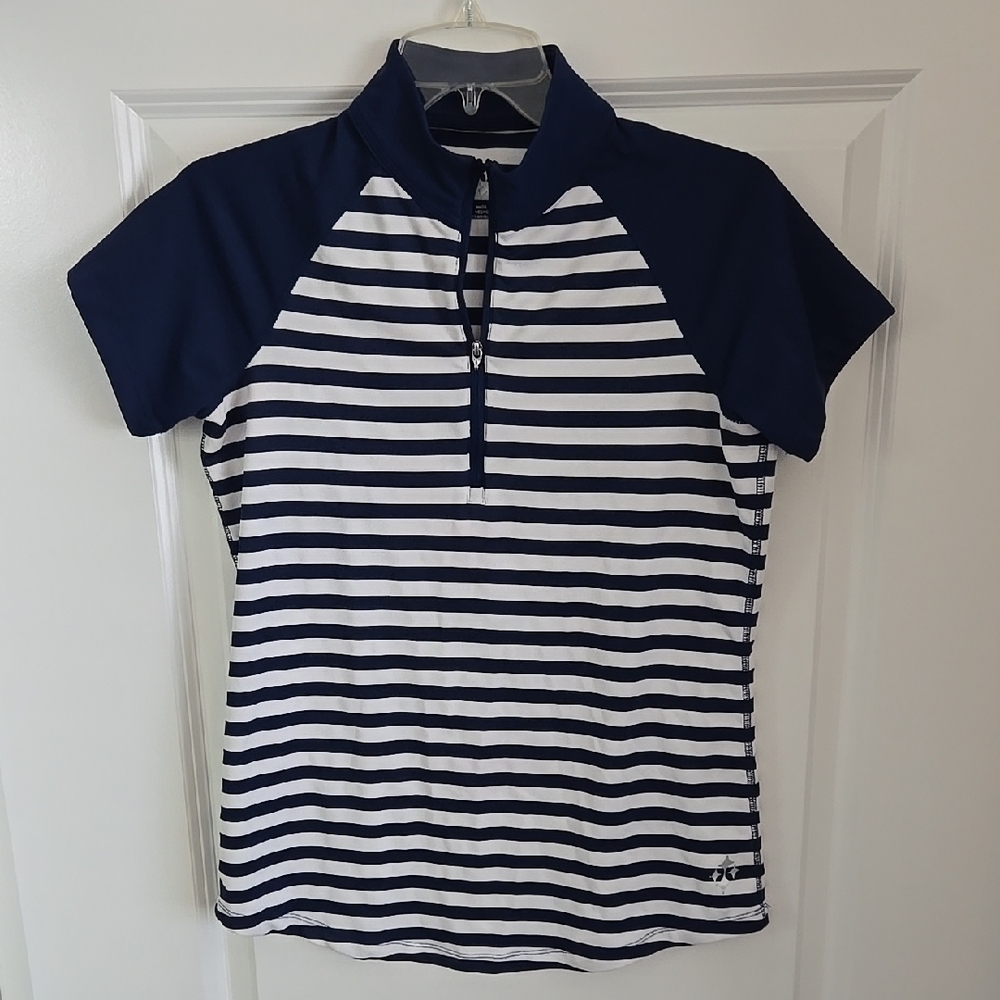Jofit Navy and White Striped Top